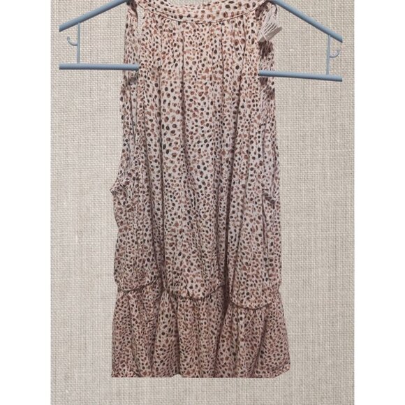 Japna Womens Sleeveless Tiered Leopard Print Blouse Size Small - Picture 2 of 6